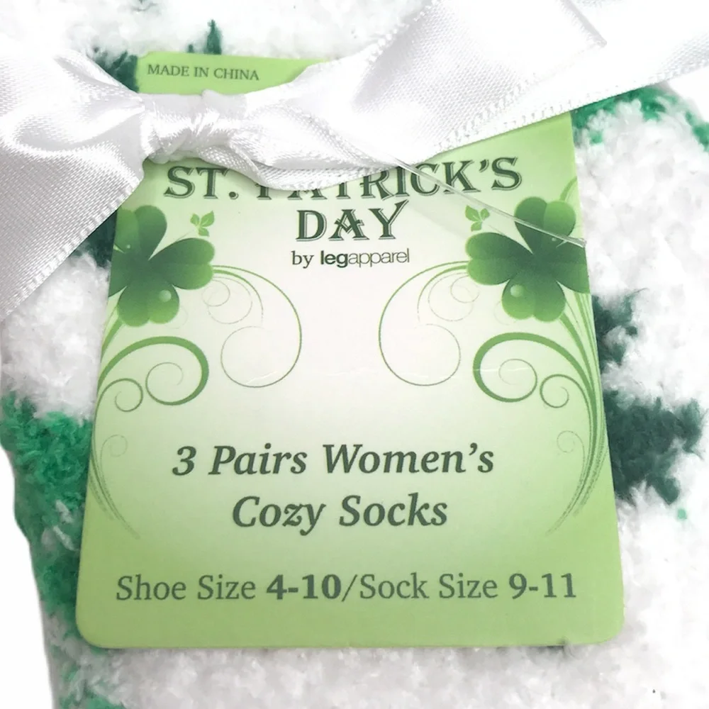Legappeal St. Patrick’s Day Crew Socks 3 Pack White Green